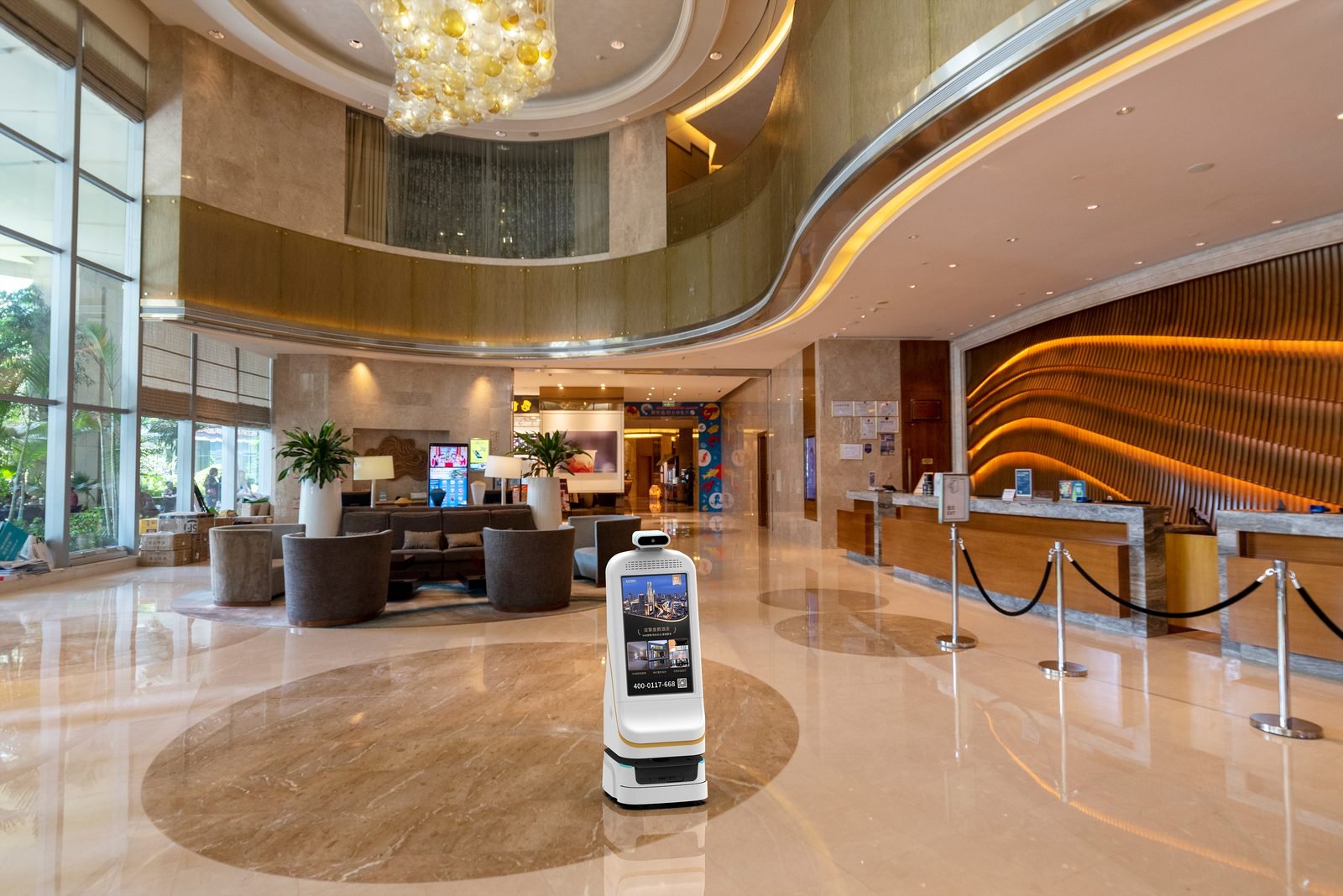 Xiaoqing FW-24M service robot at reception